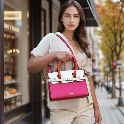 Borsa Ines Fucsia e Beige - [Emily_Morel]