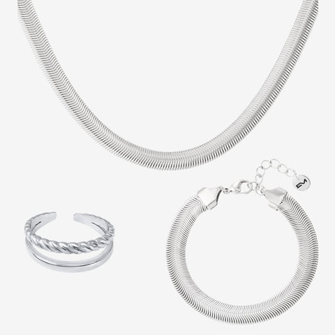 Set catena piatta silver - [Emily_Morel]