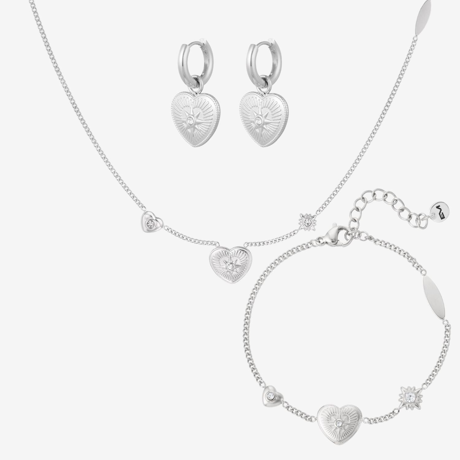 Set cuore con stella e brillante silver - [Emily_Morel]