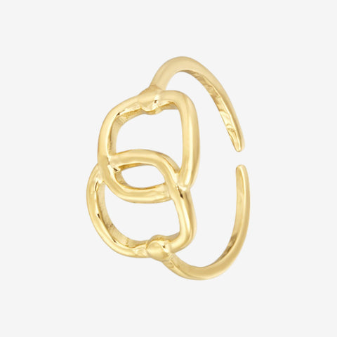 Anello con quadrati collegati gold - [Emily_Morel]