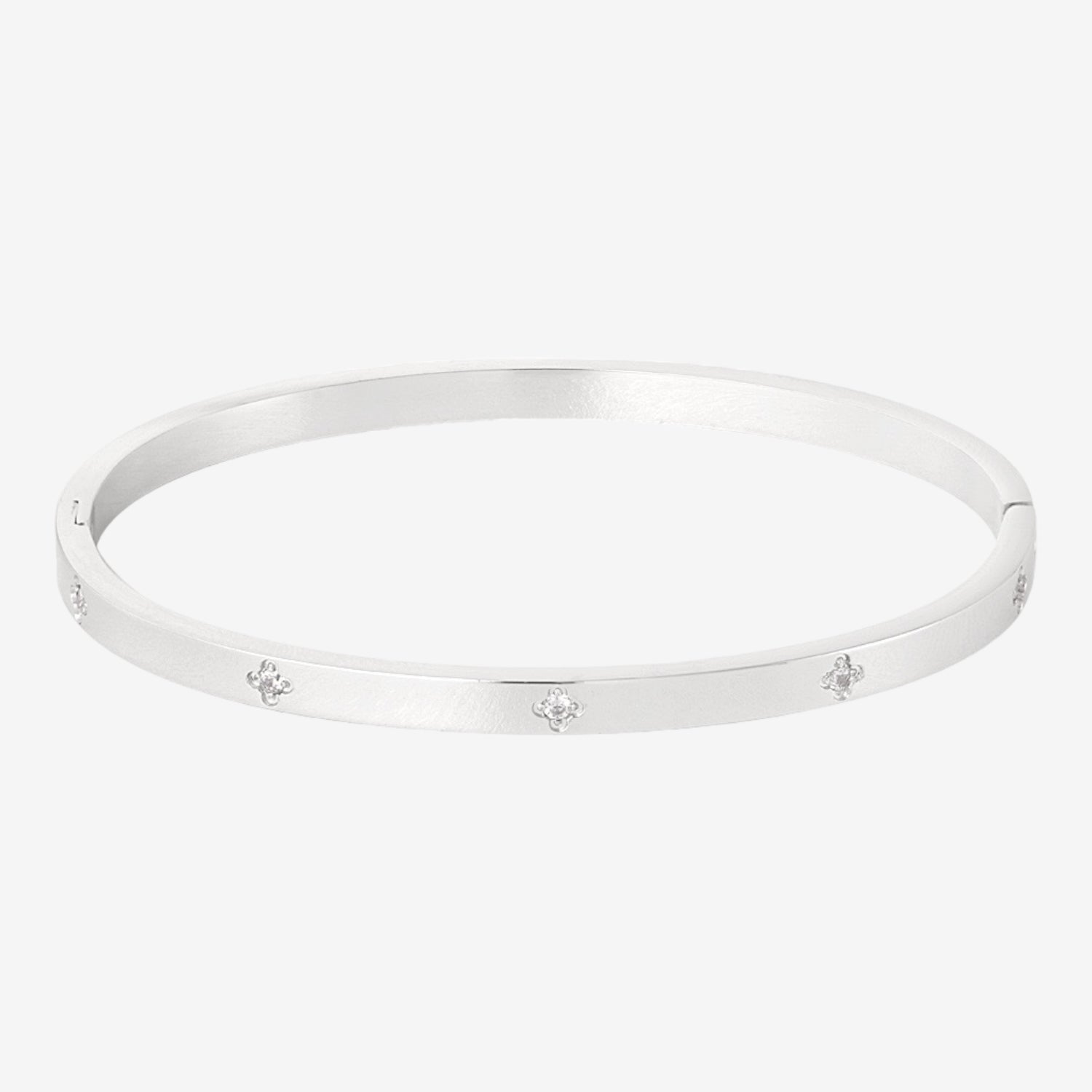 Bracciale rigido alla schiava con pietre a croce silver - [Emily_Morel]