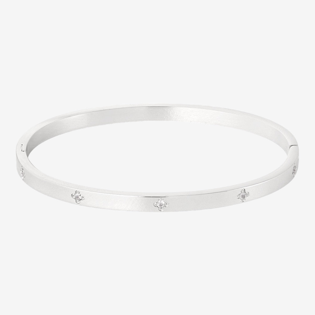 Bracciale rigido alla schiava con pietre a croce silver - [Emily_Morel]