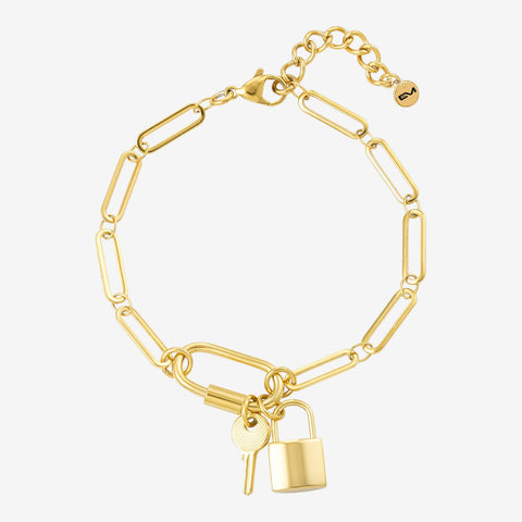 Bracciale a catena con chiave e lucchetto gold - [Emily_Morel]