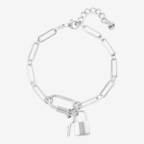 Bracciale a catena con chiave e lucchetto silver - [Emily_Morel]