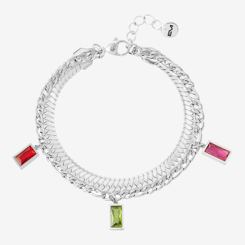 Bracciale con pietre colorate silver - [Emily_Morel]