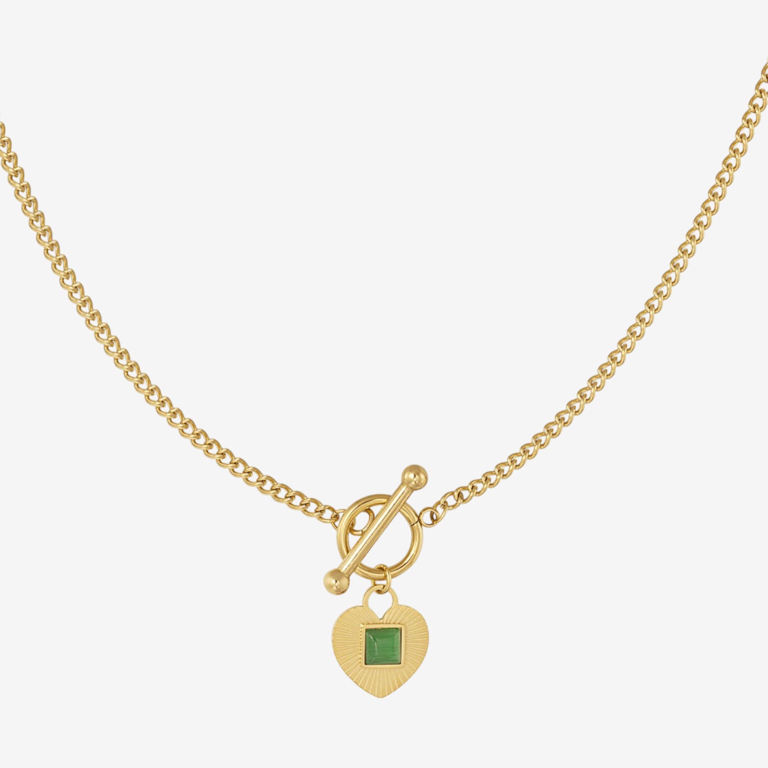 Collana con cuore verde gold - [Emily_Morel]