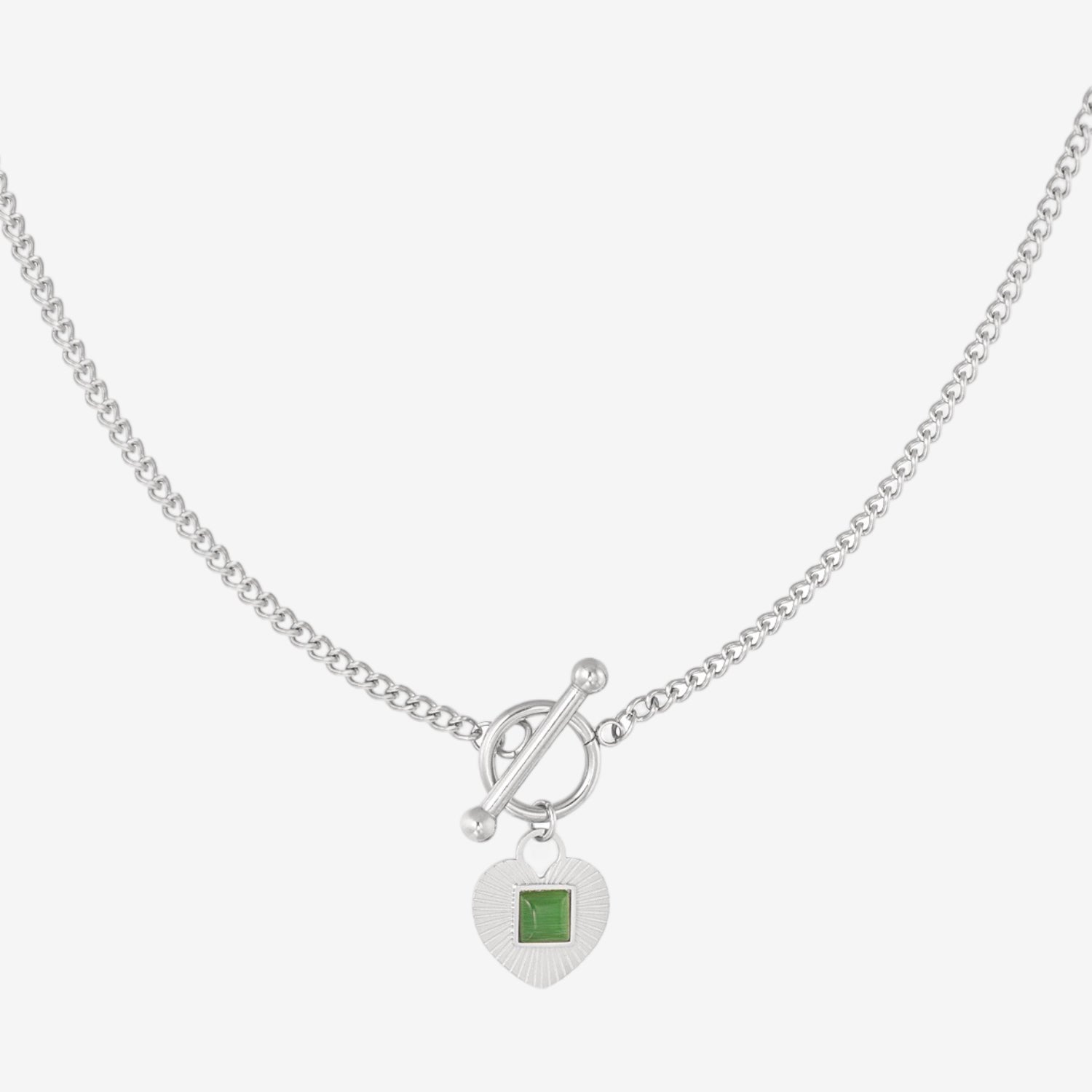 Collana con cuore verde silver - [Emily_Morel]