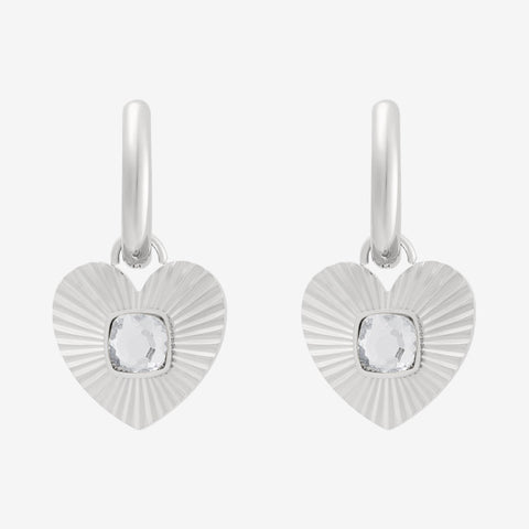 Orecchini a cerchio con cuore silver e brillante - [Emily_Morel]