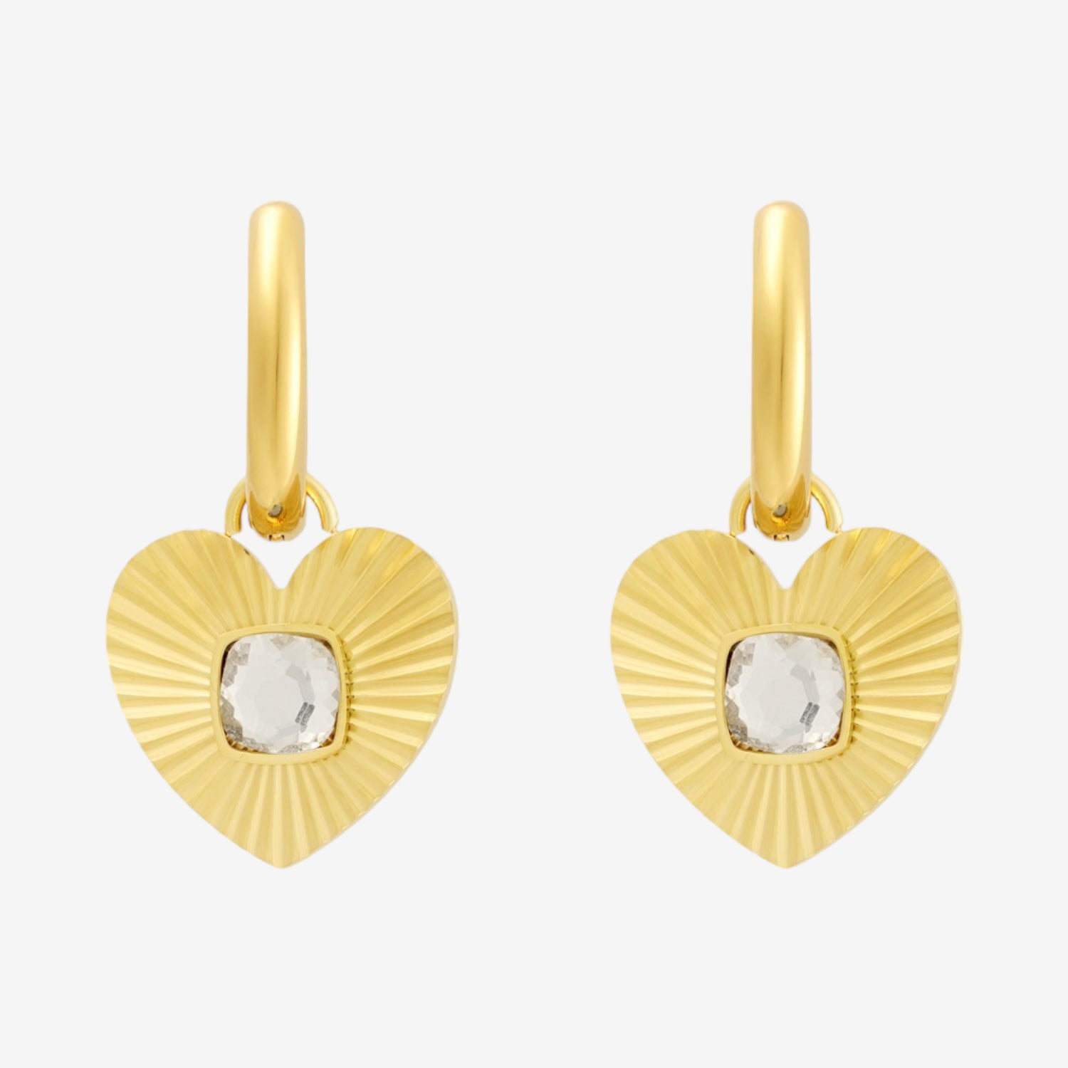 Orecchini a cerchio con cuore gold e brillante - [Emily_Morel]